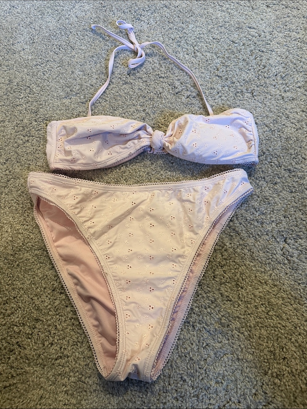 Ardene Light Pink Eyelet Bandeau Bikini Set